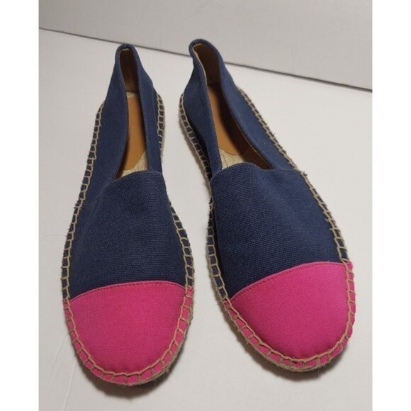 J Crew Women's Pink Blue Slip-on Shoes Espadrilles Size 8 - Picture 1 of 8